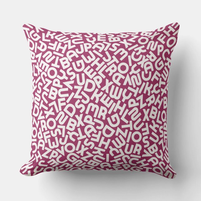 Magenta Red Letter AnimalThrow Pillow Kussen (Voorkant)