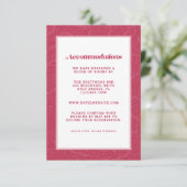 Magenta Red Modern Wedding Accommodal Detail Informatiekaartje (Staand voorkant)