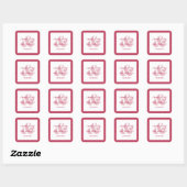 Magenta Red Modern Wedding Trendy Bride & Groom Vierkante Sticker (Vel)