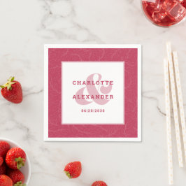 Magenta Red Trendy Bride & Groom Servet