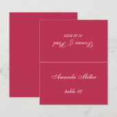Magenta Red Wedding Place Card Gedrukte Gastenaam (Voorkant / Achterkant)