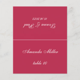 Magenta Red Wedding Place Card Gedrukte Gastenaam
