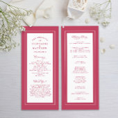 Magenta Red Wedding Service Ceremony Elegant Chic Programmakaart