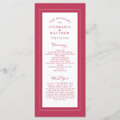 Magenta Red Wedding Service Ceremony Elegant Chic Programmakaart (Voorkant)