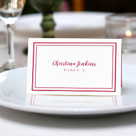 Magenta Red Weddings Chic Custom Guest Place Card Kaart