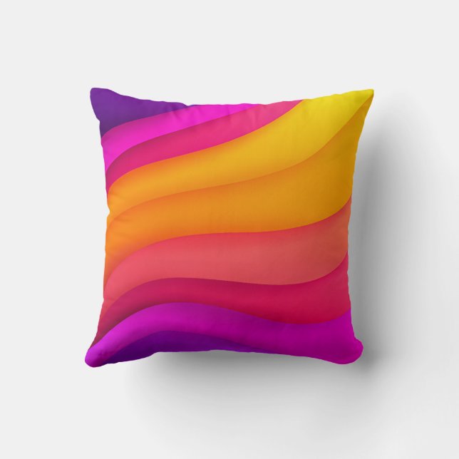 Magenta Regenbooggolven Kussen (Achterkant)