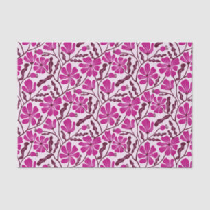 Magenta Retro Bloemmotief Tissuepapier