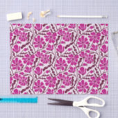 Magenta Retro Bloemmotief Tissuepapier (Craft)