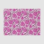 Magenta Retro Floral Pattern Tissuepapier (Voorkant)