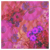 magenta retro florale stof (Close Up)