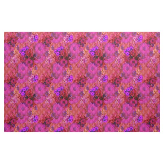 magenta retro florale stof (Fat Quarter)