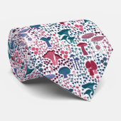 Magenta Retro Paddestoel Stropdas (Opgerold)