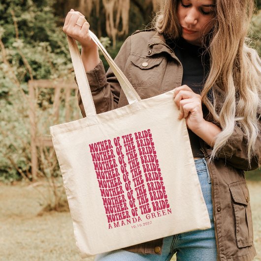Magenta Retro Persoonlijke moeder van de bruid Tote Bag