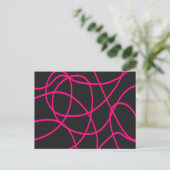 Magenta Ribbons op Zwart Briefkaart (Staand voorkant)