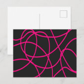 Magenta Ribbons op Zwart Briefkaart (Voorkant / Achterkant)