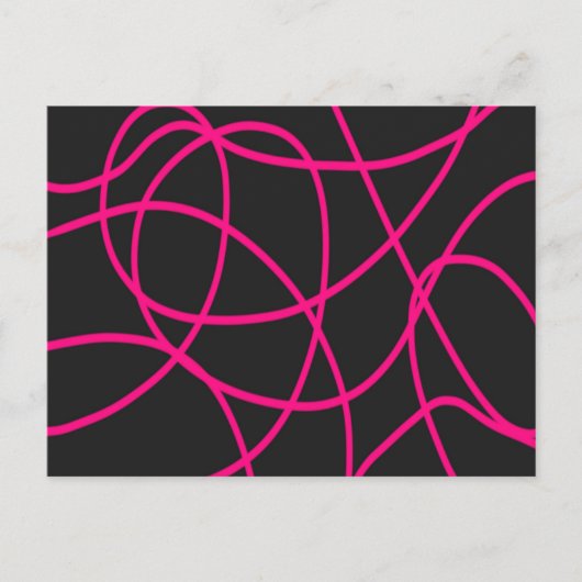 Magenta Ribbons op Zwart Briefkaart (Voorkant)