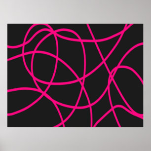 Magenta Ribbons op Zwart Poster