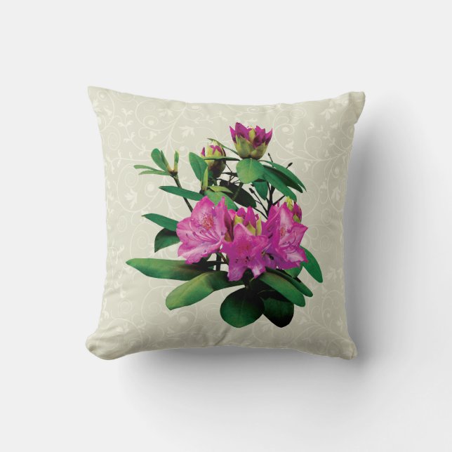 Magenta Rododendrons Met Knoppen Kussen (Voorkant)
