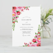 Magenta Romantic Spring Wedding Kaart (Staand voorkant)