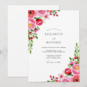 Magenta Romantic Spring Wedding Kaart (Voorkant / Achterkant)