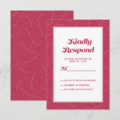 Magenta Rood Artistiek blad |  Modern Krachtig Abs RSVP Kaartje (Voorkant / Achterkant)
