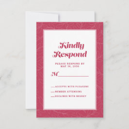 Magenta Rood Artistiek blad | Modern Krachtig Abs RSVP Kaartje