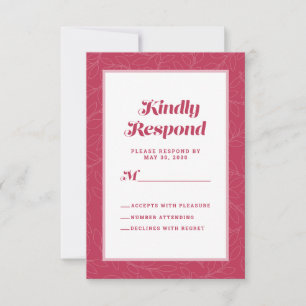 Magenta Rood Artistiek blad Modern Krachtig Abs RSVP Kaartje