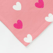 Magenta rood en wit hart op koraalroze fleece deken (Hoek)