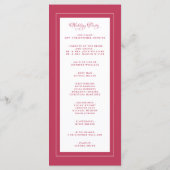 Magenta Rood Trouwservice Ceremonie Elegant Chic Programmakaart (Achterkant)