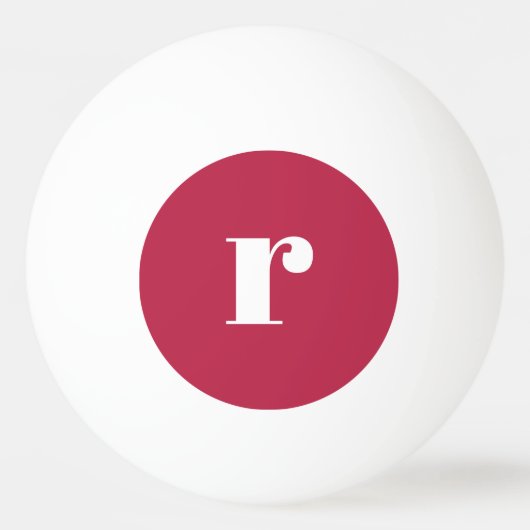 Magenta Rood Wit Monogram Ping Pong Ball (Voorkant)