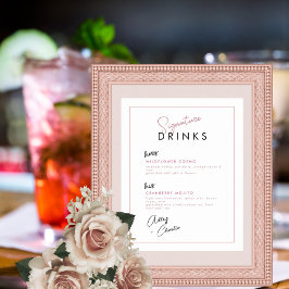 Magenta Roos Black Signature Drink Wedding Sign Poster