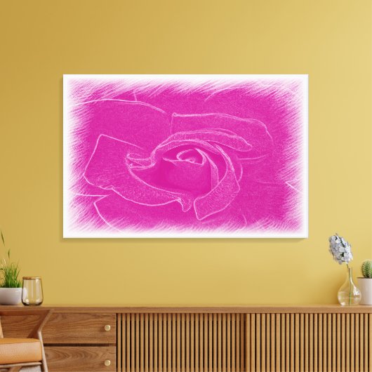 Magenta roos canvas afdruk (Insitu (Woonkamer))