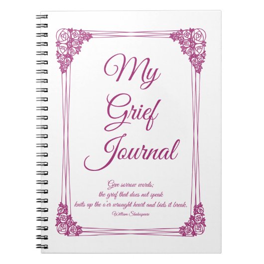Magenta Roos Cluster Border Grief Journal Notitieboek (Voorkant)