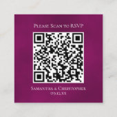Magenta Roos Elegant Wedding RSVP QR Code Informatiekaartje (Achterkant)