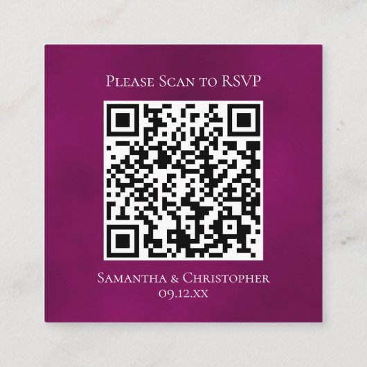 Magenta Roos Elegant Wedding RSVP QR Code Informatiekaartje (Achterkant)