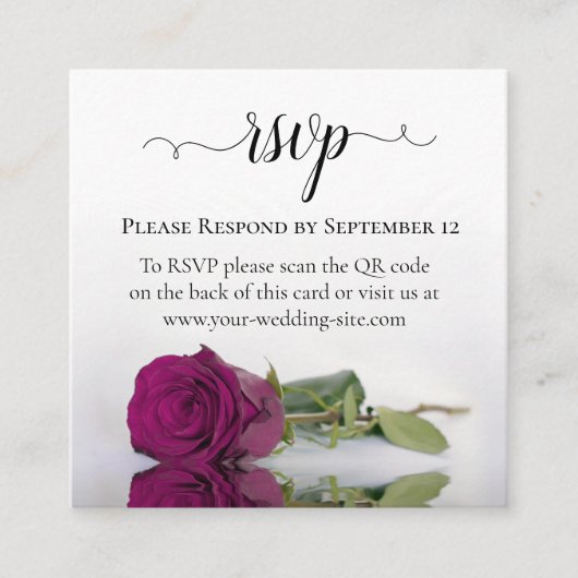 Magenta Roos Elegant Wedding RSVP QR Code Informatiekaartje (Voorkant)