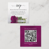 Magenta Roos Elegant Wedding RSVP QR Code Informatiekaartje (Voorkant / Achterkant)