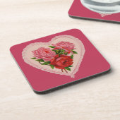 Magenta  Roos Harde Valentijn Bier Onderzetter (Linkerzijde)