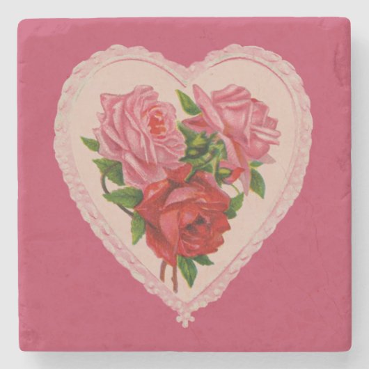 Magenta Roos Harde Valentijn Stenen Onderzetter (Voorkant)