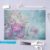 Magenta Roos Kleurrijke Bloemen Achtergrond Decoup Tissuepapier (Craft)