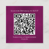 Magenta Roos Posh Wedding Details & RSVP QR Code Informatiekaartje (Achterkant)