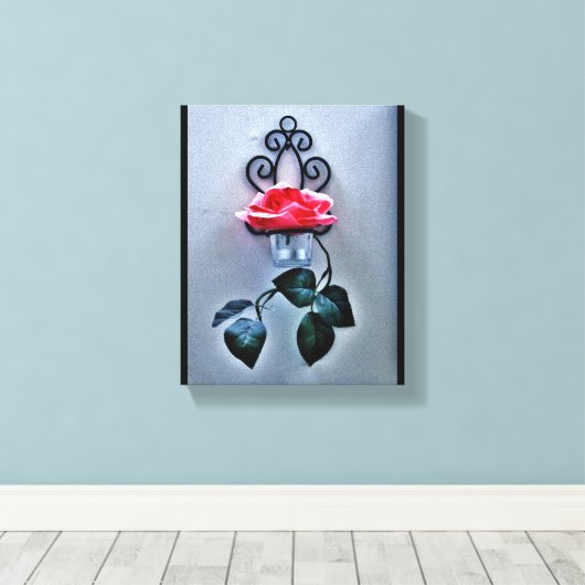 Magenta Roos Sconce Canvas Afdruk (Insitu (Houten vloer))