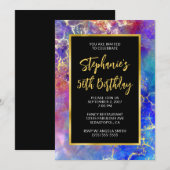 Magenta Royal Blauw Goud Vuur Opal 50ste Verjaarda Kaart (Voorkant / Achterkant)