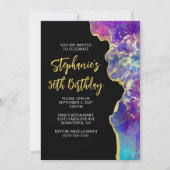 Magenta Royal Blue Fire Opal Gold 50th Birthday Kaart (Voorkant)