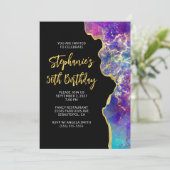 Magenta Royal Blue Fire Opal Gold 50th Birthday Kaart (Staand voorkant)