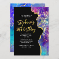 Magenta Royal Blue Fire Opal Gold 50th Birthday