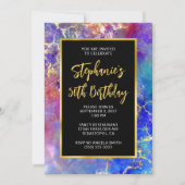 Magenta Royal Blue Golden Fire Opal 50th Birthday Kaart (Voorkant)