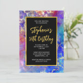 Magenta Royal Blue Golden Fire Opal 50th Birthday Kaart (Staand voorkant)