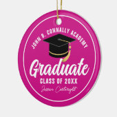 Magenta Roze Afstuderen Aangepast Afstuderen Kerst Keramisch Ornament (Links)