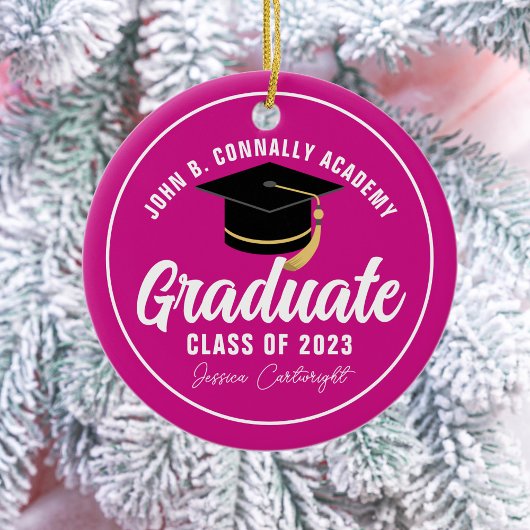 Magenta Roze Afstuderen Aangepast Afstuderen Kerst Keramisch Ornament